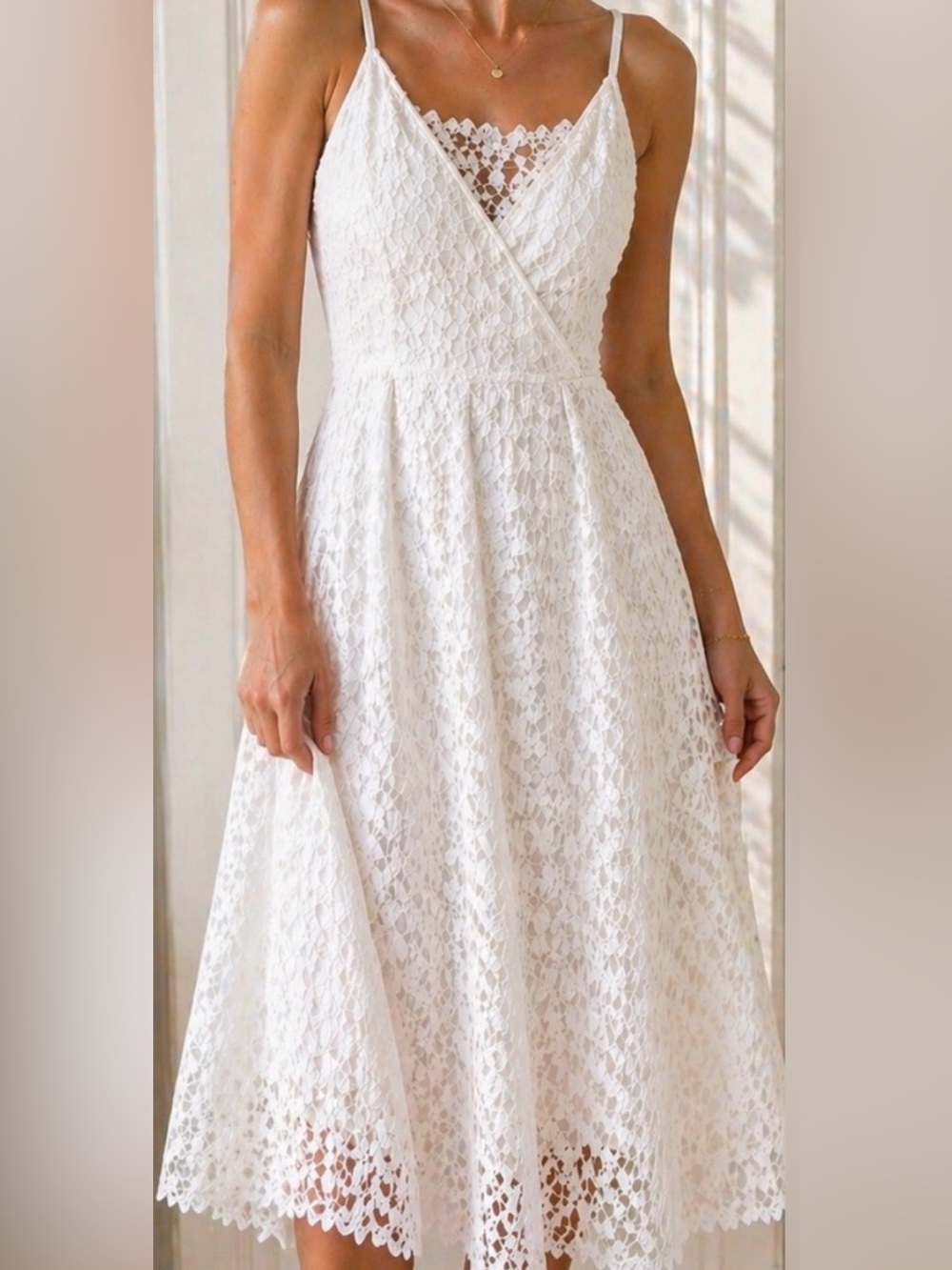 Ivory Lace Midi Dress Size 4 Romantic Cottagecore Bridal Shower